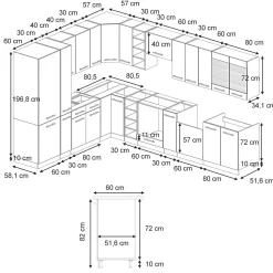 Vicco Cuisine en angle Gris foncé 347x60cm , PT Marbre