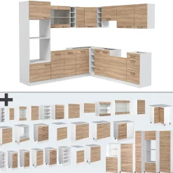 Vicco Cuisine en angle Sonoma/blanc 237x60cm sans PT