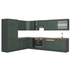 Vicco Cuisine en angle Vert et or campagne/anthracite 347x257cm , PT Chêne