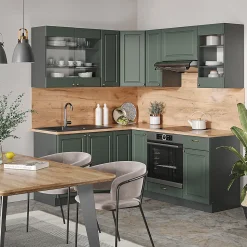Vicco Cuisine en angle Vert et or campagne/anthracite 160x190cm , PT Anthracite