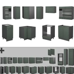 Vicco Cuisine en angle Vert et or campagne/anthracite 160x190cm , PT Anthracite