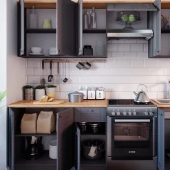 Vicco Cuisine Gris 240cm , PT Goldkraft avec bande LED