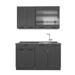 Vicco Cuisine Gris foncé 140cm sans PT