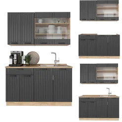 Vicco Cuisine Gris foncé 140cm sans PT