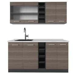 Vicco Cuisine Gris noble/Anthracite 160cm , PT Marbre