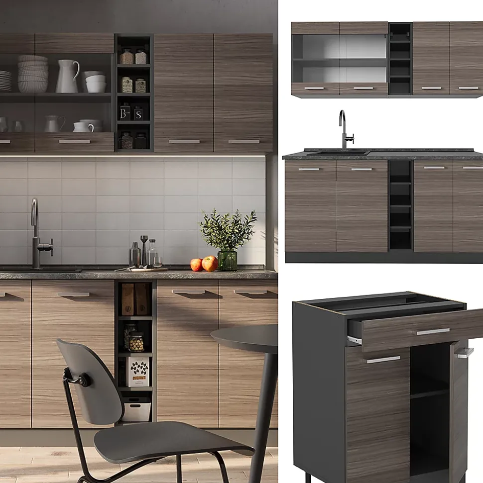Vicco Cuisine Gris noble/Anthracite 160cm , PT Marbre