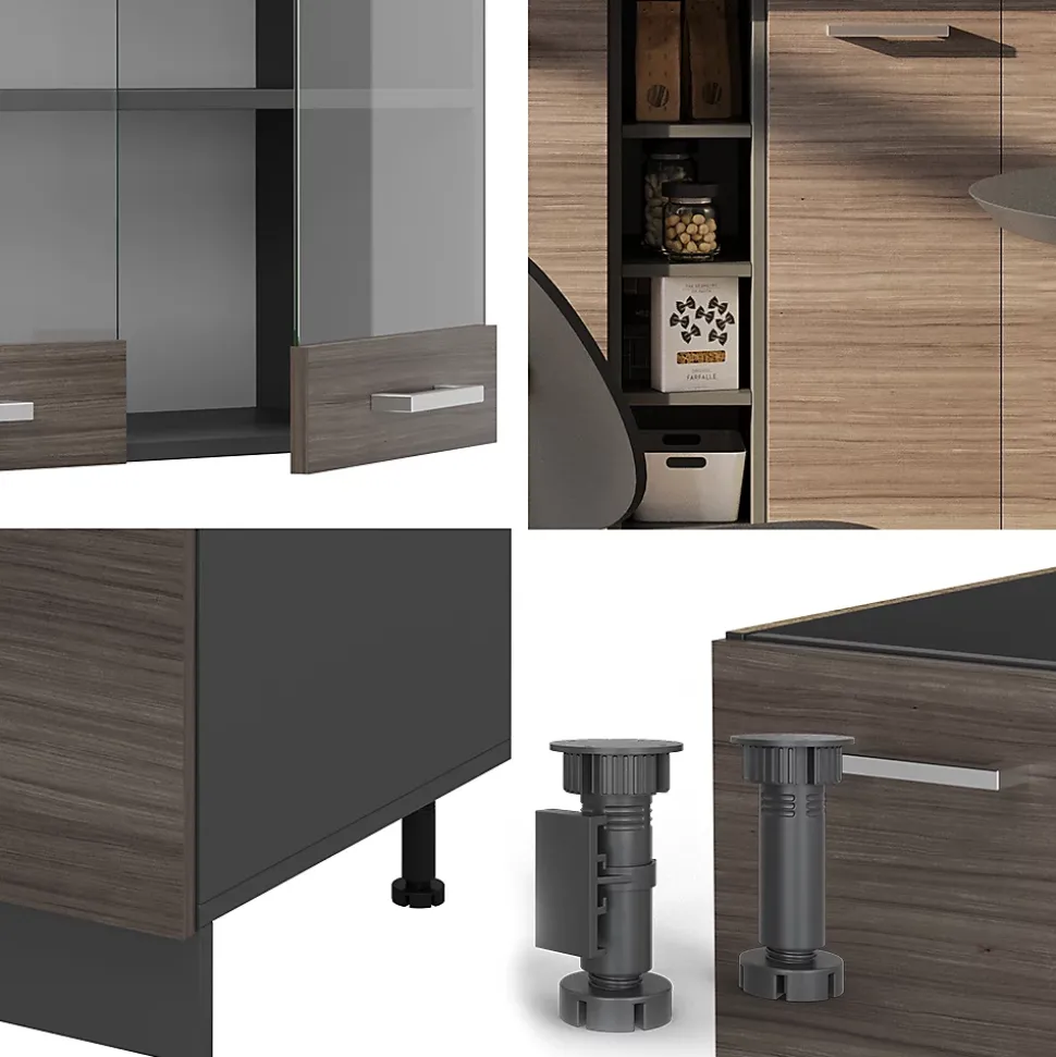 Vicco Cuisine Gris noble/Anthracite 160cm , PT Marbre