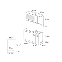 Vicco Cuisine Gris noble/Anthracite 140cm , PT Anthracite