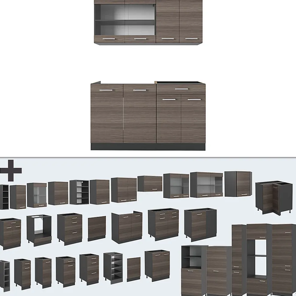 Vicco Cuisine Gris noble/Anthracite 140cm , PT Anthracite