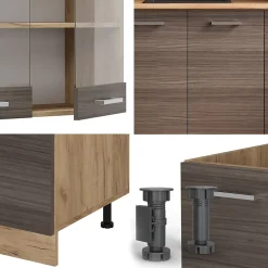 Vicco Cuisine gris noble/chêne doré 140cm sans PT