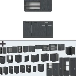 Vicco Cuisine Noir Béton/Anthracite 140cm sans PT