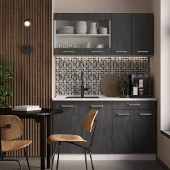 Vicco Cuisine noir béton/blanc 140cm sans PT