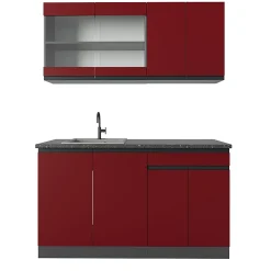 Vicco Cuisine Rouge/Anthracite 140cm J-Shape