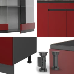 Vicco Cuisine Rouge/Anthracite 140cm J-Shape