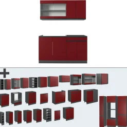 Vicco Cuisine Rouge/Anthracite 140cm J-Shape