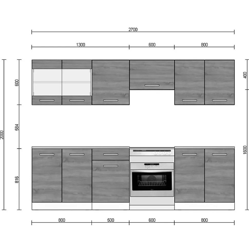 Vicco Cuisine Sonoma 270cm , PT Marbre