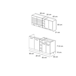 Vicco Cuisine Sonoma/Chêne doré 160cm sans PT