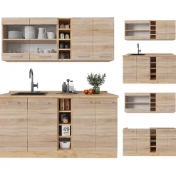 Vicco Cuisine Sonoma/Chêne doré 160cm sans PT