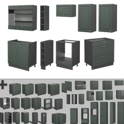 Vicco Cuisine Vert et or campagne/anthracite 235cm , PT Chêne