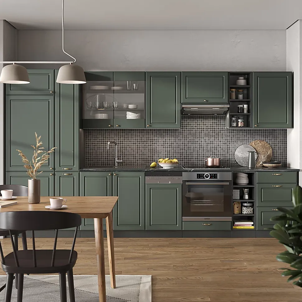 Vicco Cuisine Vert et or campagne/anthracite 355cm sans PT