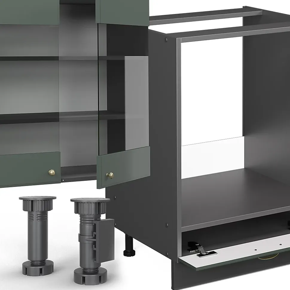 Vicco Cuisine Vert et or campagne/anthracite 355cm sans PT