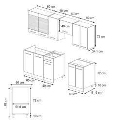 Vicco Cuisine Vert et or campagne/anthracite 240cm , PT Marbre