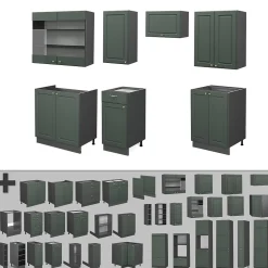 Vicco Cuisine Vert et or campagne/anthracite 240cm , PT Marbre