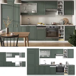 Vicco Cuisine Vert-Or Landhaus/Blanc 355cm , PT Anthracite