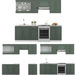 Vicco Cuisine Vert-Or Landhaus/Blanc 240cm , PT Marbre