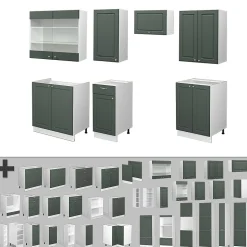 Vicco Cuisine Vert-Or Landhaus/Blanc 240cm , PT Marbre