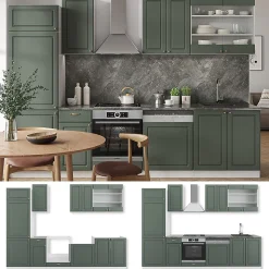 Vicco Cuisine Vert-Or Landhaus/Blanc 300cm , PT Marbre