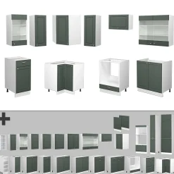 Vicco Cuisine Vert-Or Landhaus/Blanc 200cm sans PT