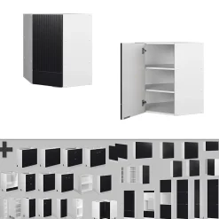 Vicco Elément haut de cuisine Noir rayé 57cm