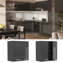 Vicco Elément haut de cuisine Anthracite Haute brillance 60cm