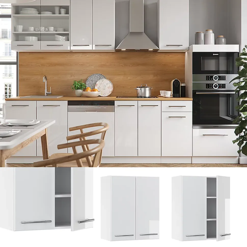 Vicco Elément haut de cuisine Blanc Haute brillance 60cm