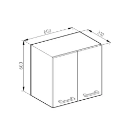Vicco Elément haut de cuisine Anthracite Haute brillance 60cm