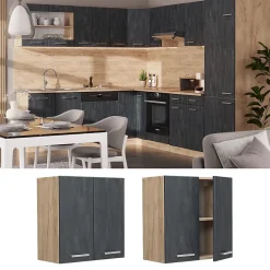 Vicco Elément haut de cuisine Béton noir 60cm