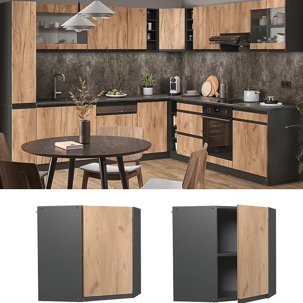 Vicco Elément haut de cuisine Chêne de force doré 57cm J-Shape