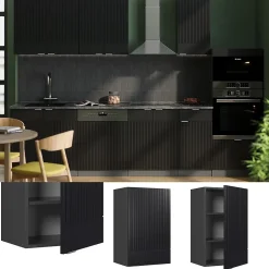 Vicco Elément haut de cuisine Noir rayé 45cm