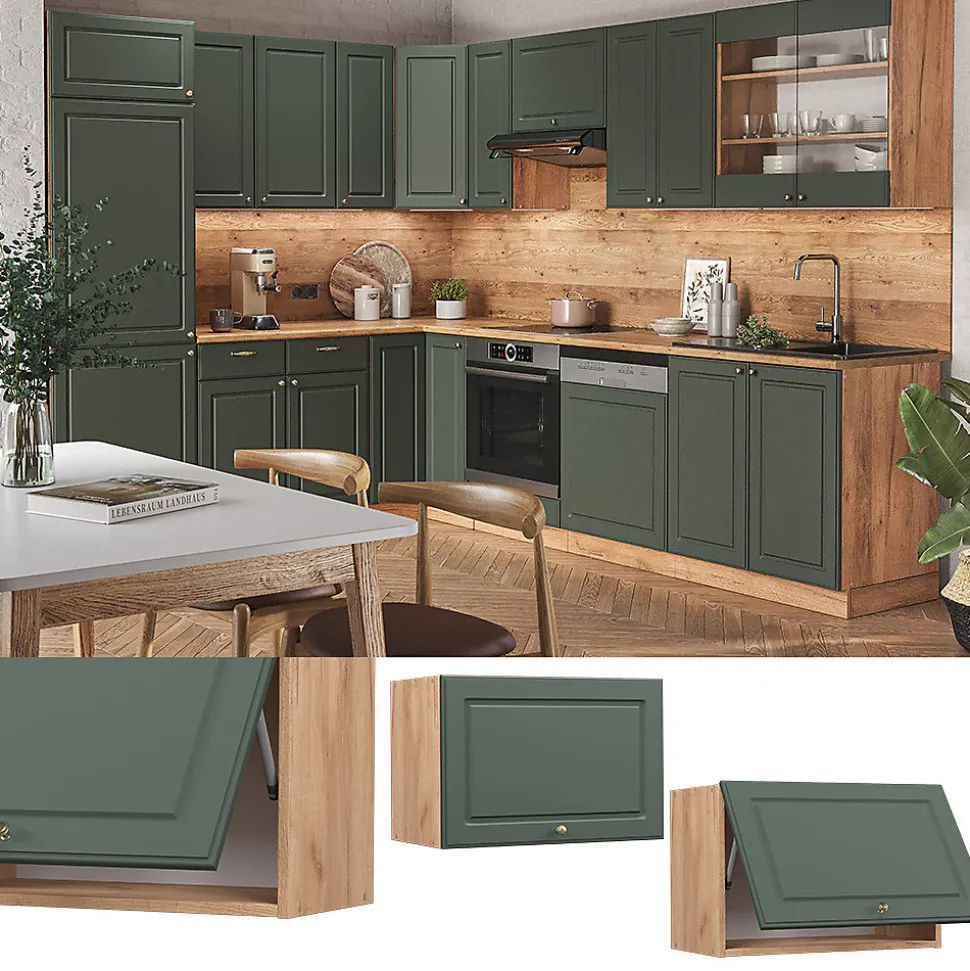 Vicco Elément haut de cuisine Vert Or Campagne 60cm Plat