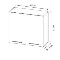 Vicco Elément haut de cuisine Noir rayé 60cm