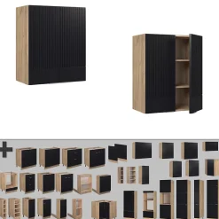 Vicco Elément haut de cuisine Noir rayé 60cm