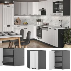 Vicco Elément haut de cuisine Blanc campagne 57cm