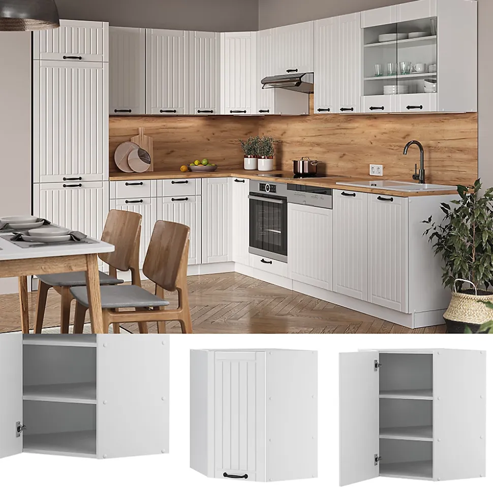 Vicco Elément haut de cuisine Blanc campagne 57cm