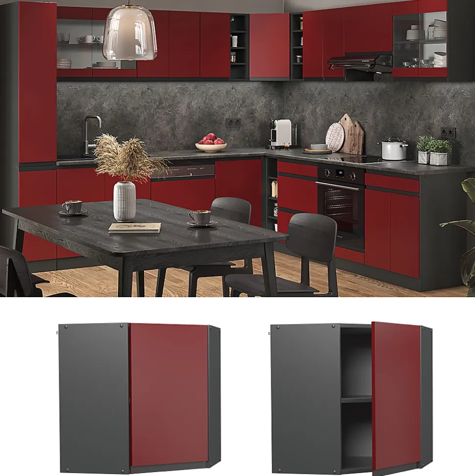 Vicco Elément haut de cuisine Rouge 57cm J-Shape