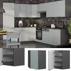 Vicco Elément haut de cuisine Bleu clair-gris 57cm