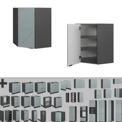 Vicco Elément haut de cuisine Bleu clair-gris 57cm