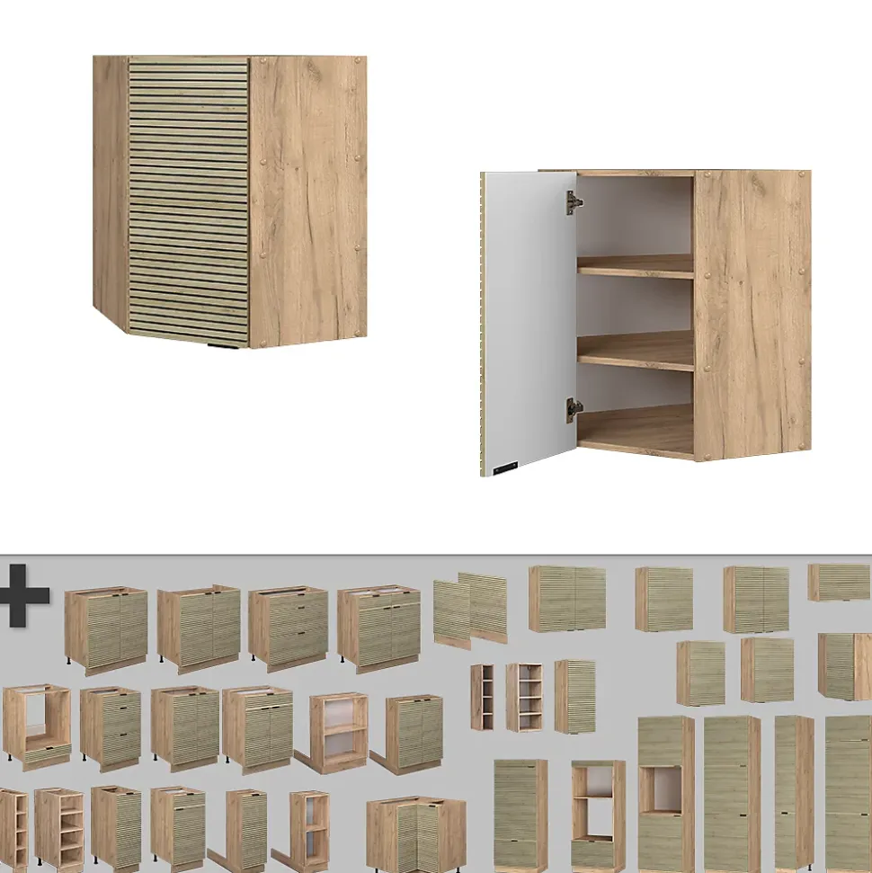 Vicco Elément haut de cuisine Panneau en chêne 57cm