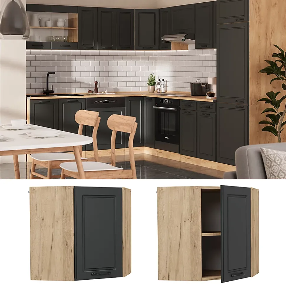 Vicco Elément haut de cuisine Anthracite campagne 57cm