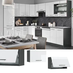 Vicco Elément haut de cuisine Blanc Haute brillance 60cm Plat